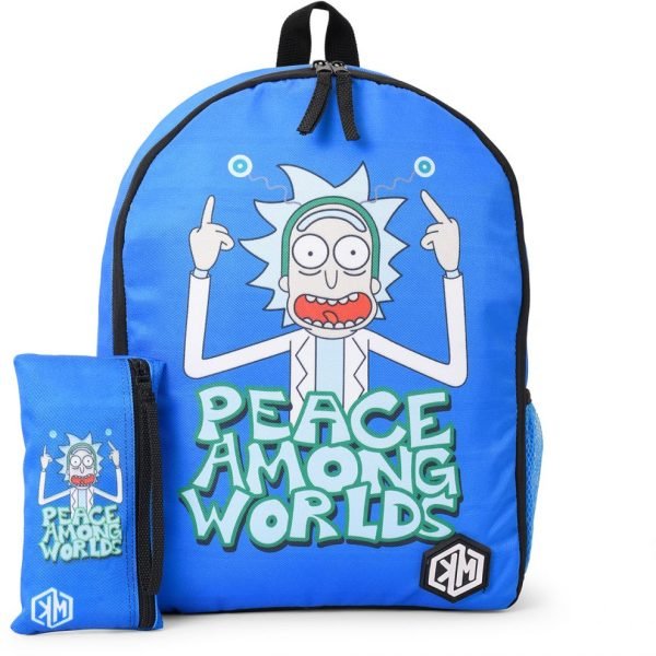 KM Polyester Rick Peace Among Worlds Zip-Up Top Handle Unisex Backpack – Blue
