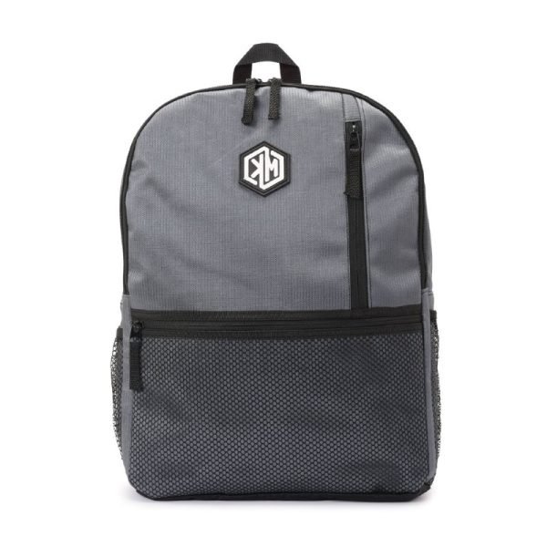 KM Polyester Zip-Up Top Handle Backpack Gray