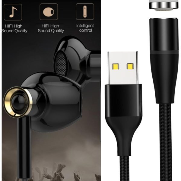 H2 Gadgets 3in1 Magnit cable, H2 ER-04 Earphone