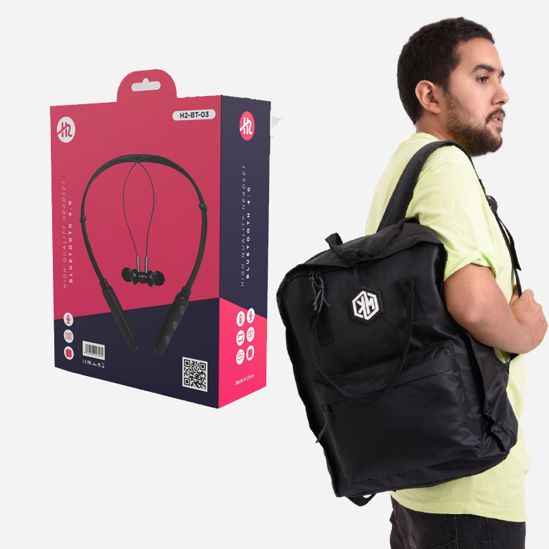 H2 gadgets earphone BT-03, KM Basic Backpack Black