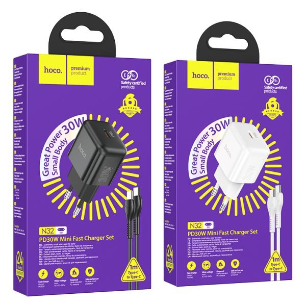 Hoco N32 Glory PD30W single port charger set (Type-C to Type-C)(EU)