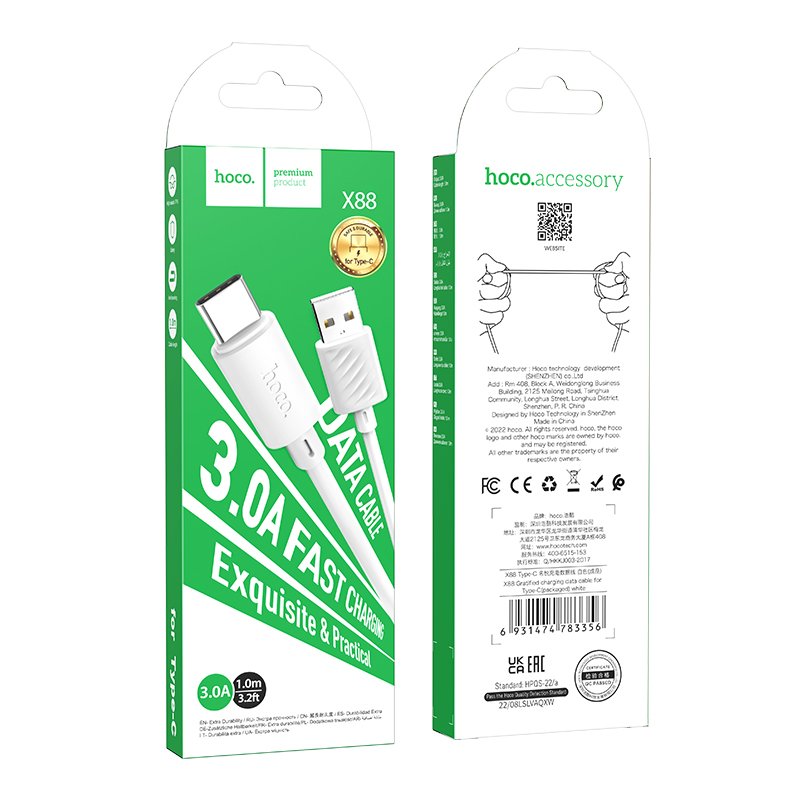 1673260076_Hoco-X88-USB-to-Type-C-charging-cable-3A-1m-3.jpg