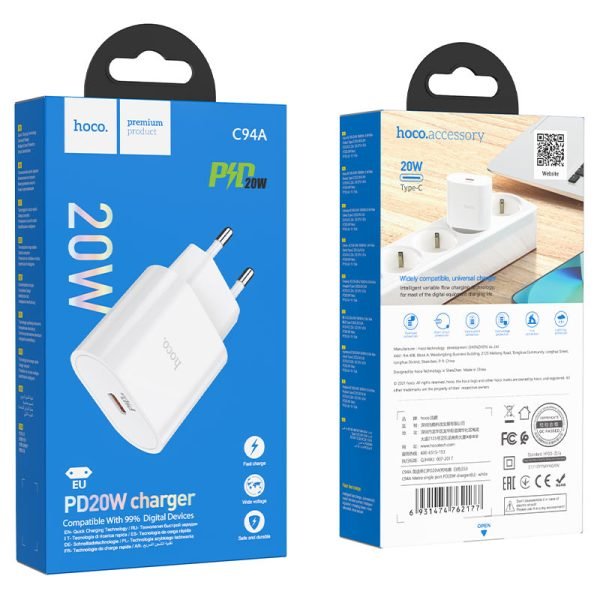Hoco Wall charger “C94A Metro” PD20W EU set with cable