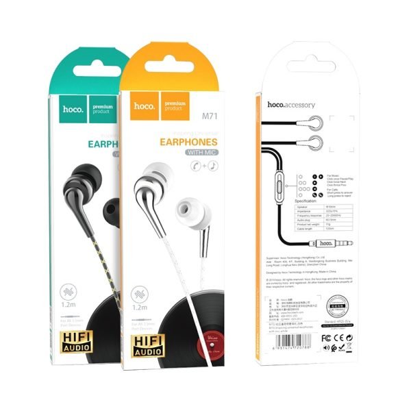 Hoco Wired earphones 3.5mm “M71 Inspiring” with mic