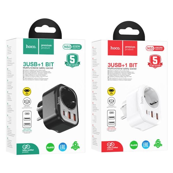 Hoco Multifunctional socket “NS3” EU Black