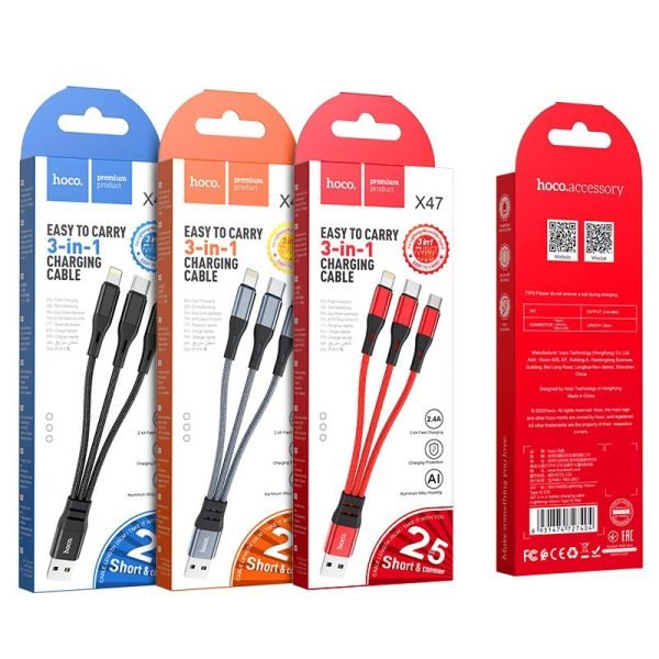 Hoco Cable 3-in-1 “X47 Harbor” charging wire