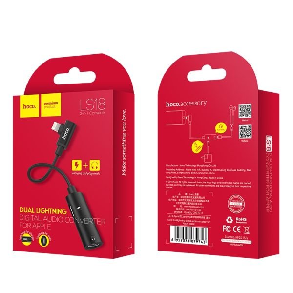 Hoco Adapter Lightning to 2xLightning «LS18» 2 in 1 audio converter
