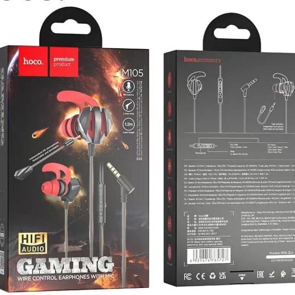 Hoco M105 Sharp wire control gaming earphones with microphone