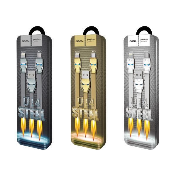 Hoco Cable «U14 Steel man 2in1» charging Lightning Micro USB