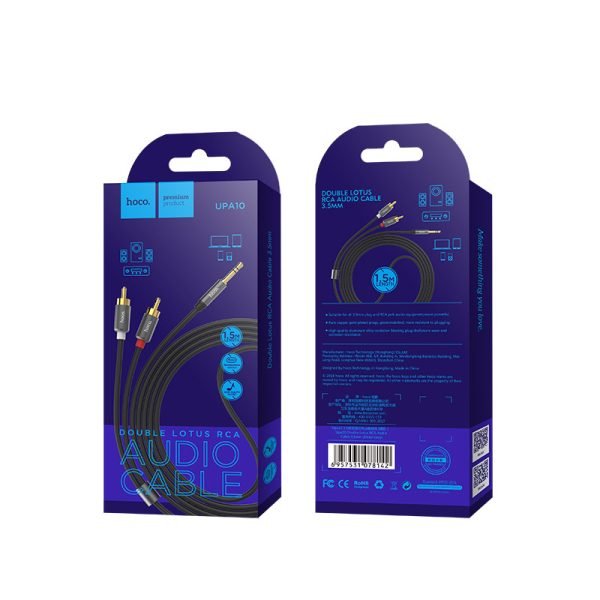 HOCO Cable dual RCA to 3.5mm “UPA10” audio plated plugs