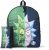 KM Polyester Evil Rick Print Zip-Up Top Handle Unisex Backpack – Navy and Green